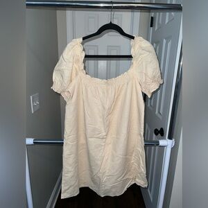 Charlie Holiday beige puff sleeve mini dress